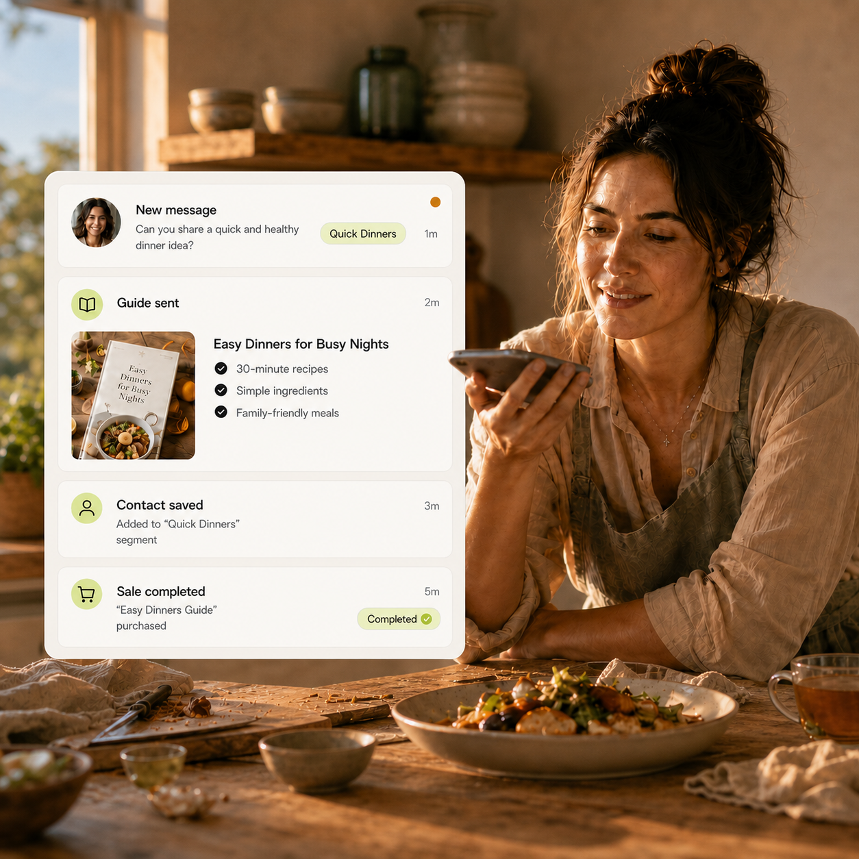 A creator answering followers and delivering a digital product with Zetap